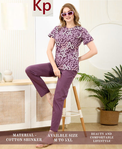 Super Hit 2306 Kp Sinker Pyjama Night Suits Wholesaler