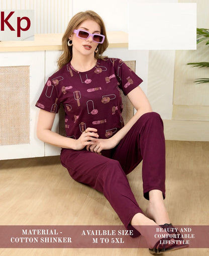 Super Hit 2306 Kp Sinker Pyjama Night Suits Wholesaler