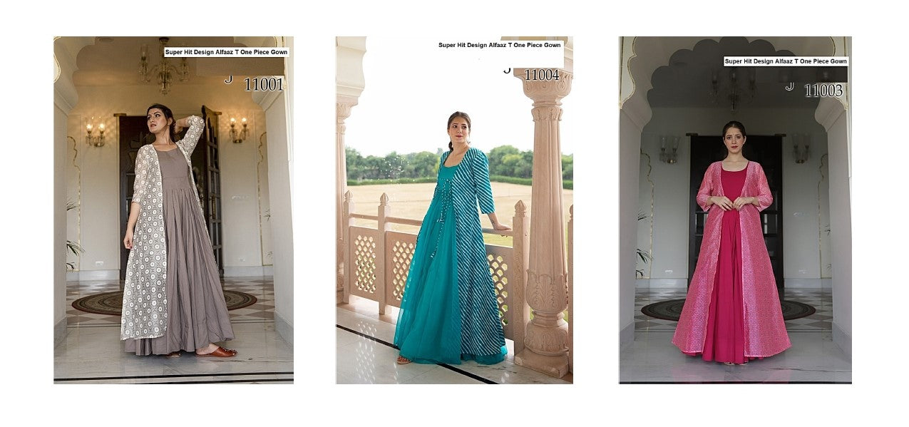 Super Hit Design Alfaaz T Muslin One Piece Gown Wholesale Rate