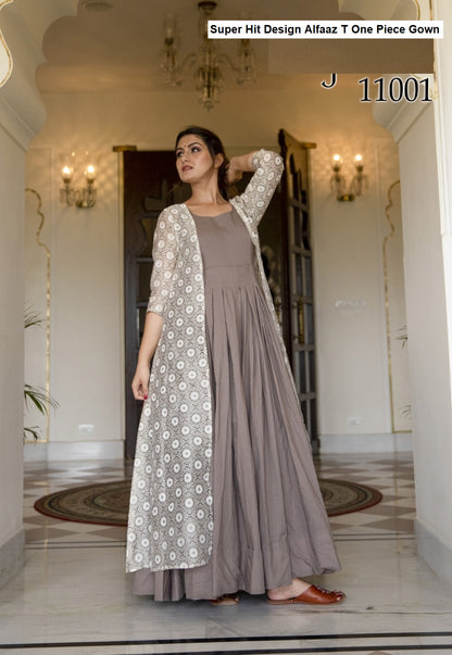 Super Hit Design Alfaaz T Muslin One Piece Gown Wholesale Rate