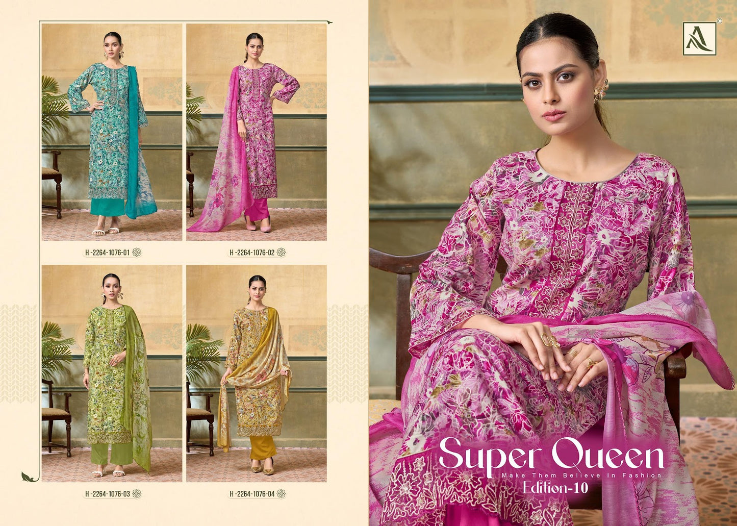 Super Queen Edition 10 Alok Reyon Karachi Salwar Suits Supplier