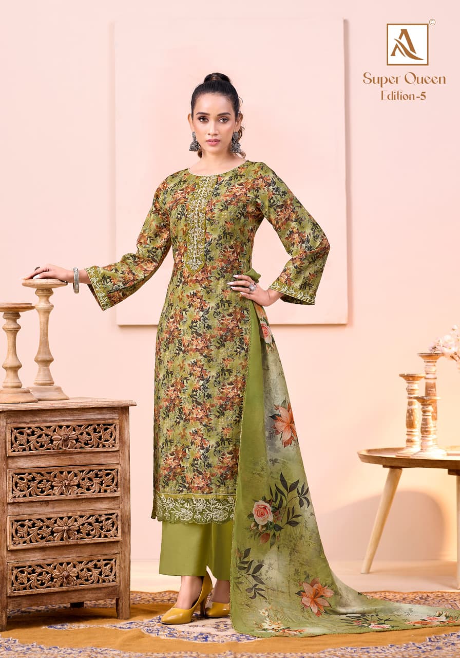 Super Queen Edition 5 Alok Premium Viscose Karachi Salwar Suits Wholesaler India