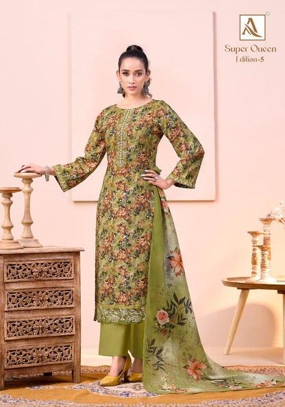 Super Queen Edition 5 Alok Premium Viscose Karachi Salwar Suits Wholesaler India