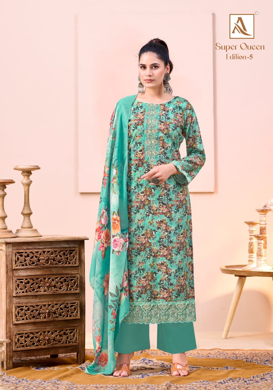 Super Queen Edition 5 Alok Premium Viscose Karachi Salwar Suits Wholesaler India