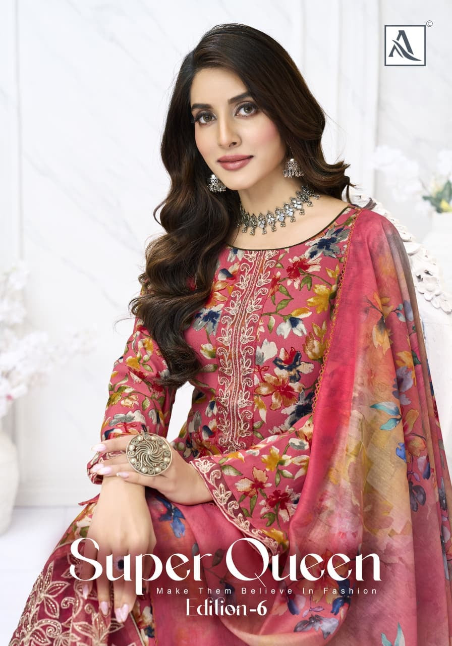 Super Queen Edition 6 Alok Viscose Reyon Karachi Salwar Suits Manufacturer India