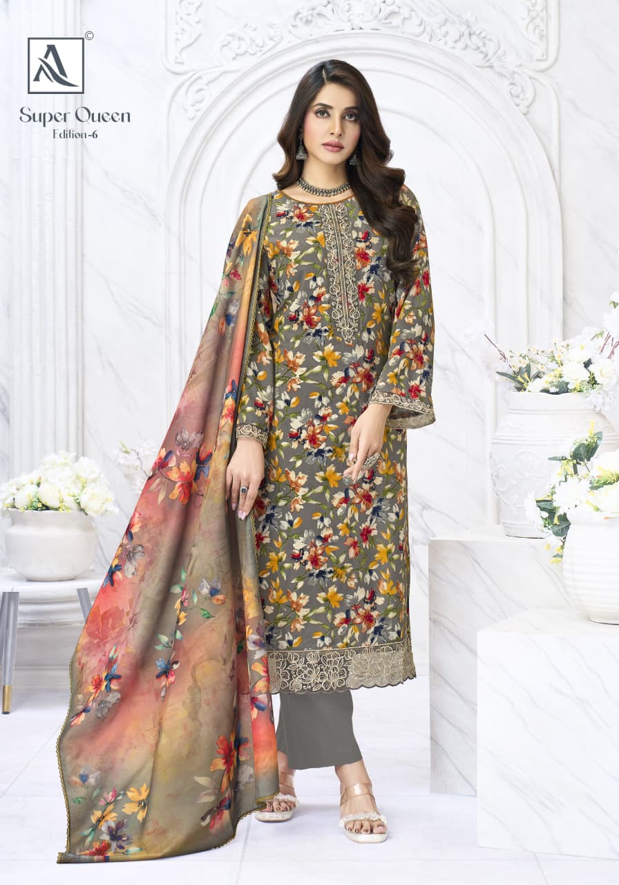 Super Queen Edition 6 Alok Viscose Reyon Karachi Salwar Suits Manufacturer India