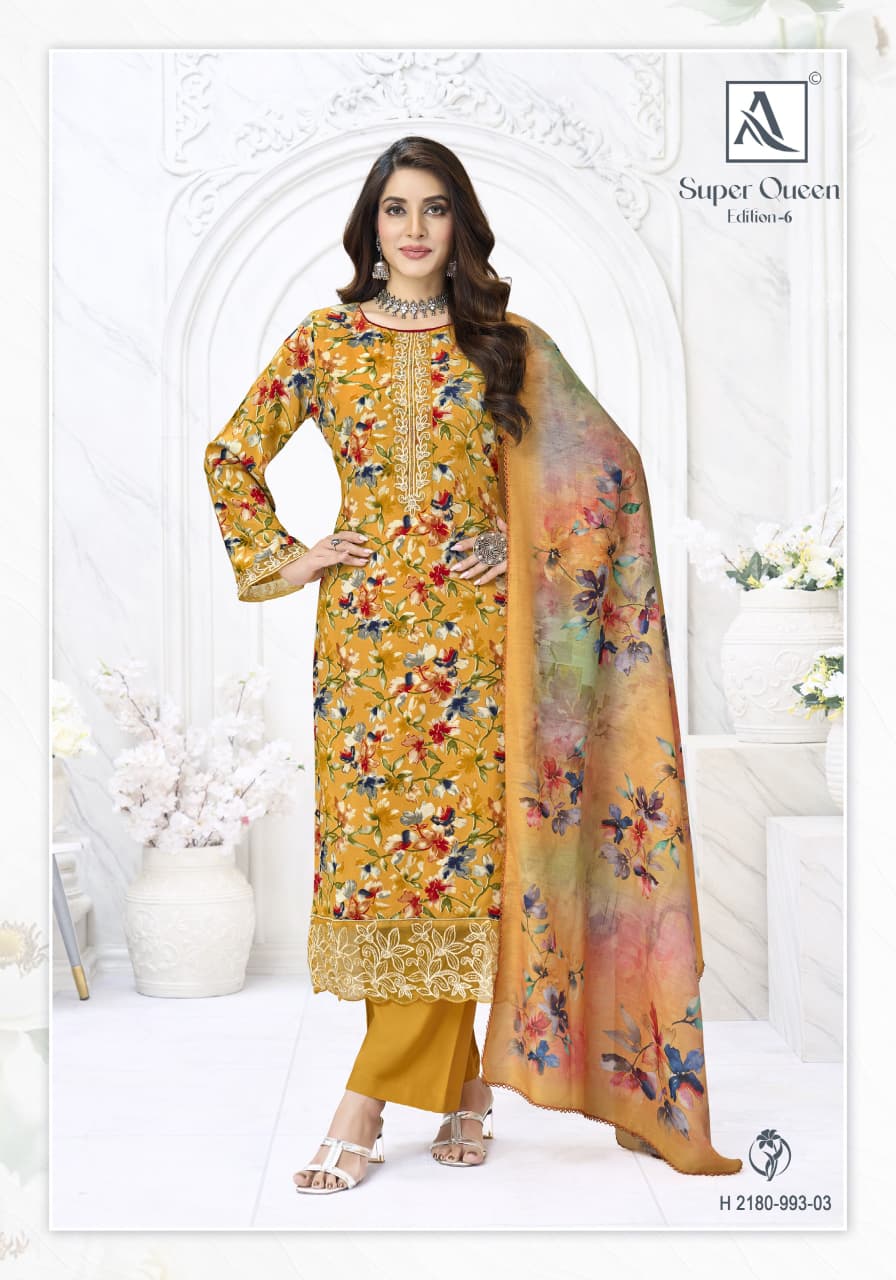 Super Queen Edition 6 Alok Viscose Reyon Karachi Salwar Suits Manufacturer India