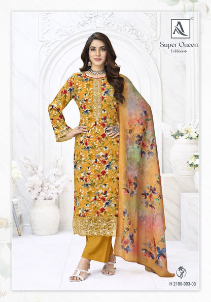 Super Queen Edition 6 Alok Viscose Reyon Karachi Salwar Suits Manufacturer India