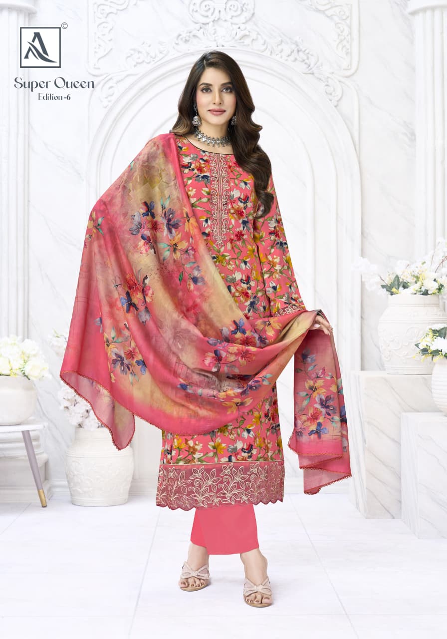 Super Queen Edition 6 Alok Viscose Reyon Karachi Salwar Suits Manufacturer India