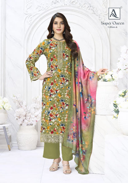 Super Queen Edition 6 Alok Viscose Reyon Karachi Salwar Suits Manufacturer India