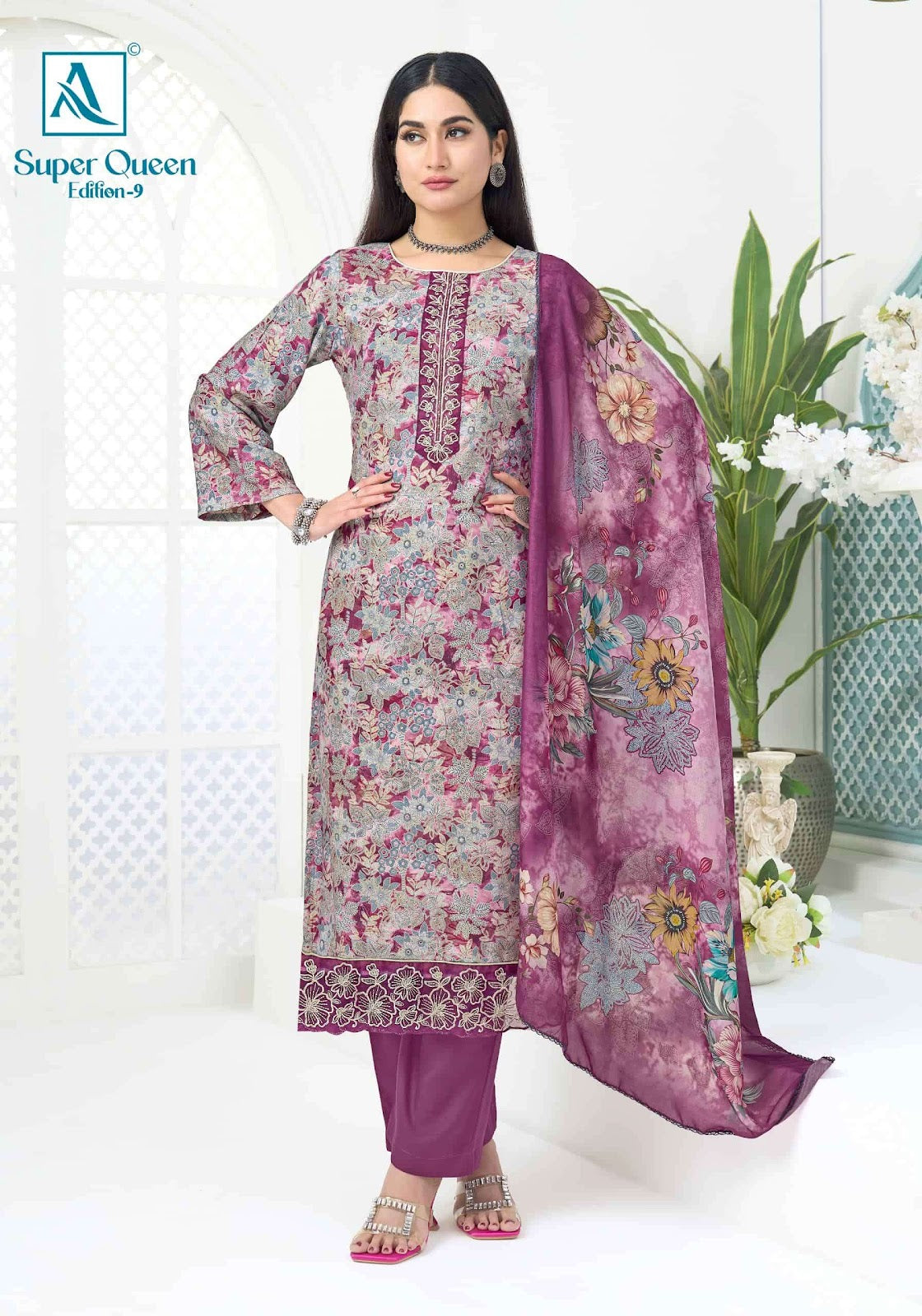 Super Queen Edition 9 Alok Reyon Karachi Salwar Suits Wholesaler India