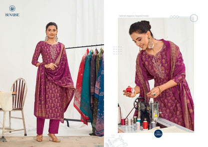 Super Silk Vol 12 Sunrise Modal Silk Pant Style Suits Wholesaler Ahmedabad