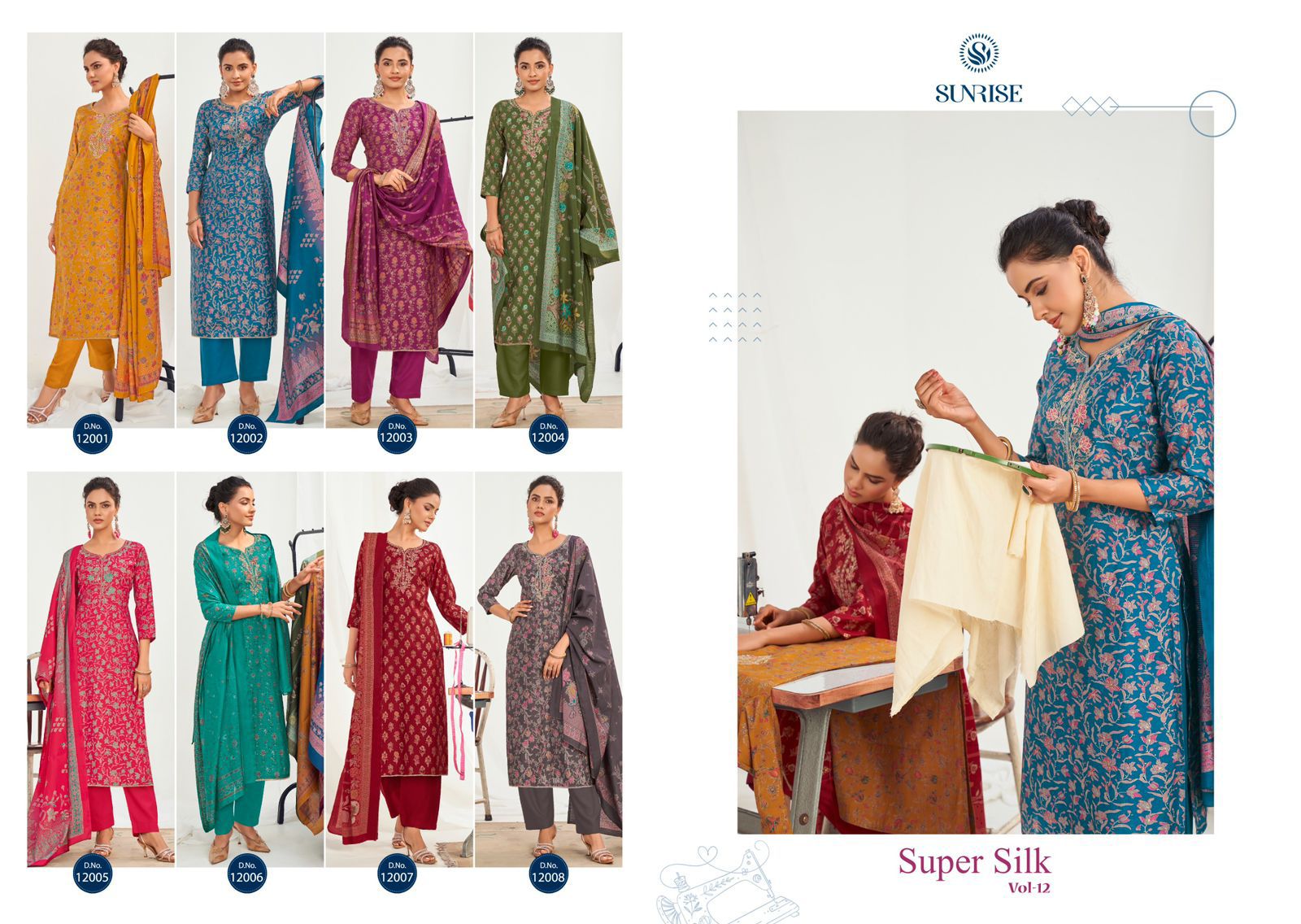 Super Silk Vol 12 Sunrise Modal Silk Pant Style Suits Wholesaler Ahmedabad