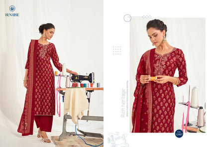 Super Silk Vol 12 Sunrise Modal Silk Pant Style Suits Wholesaler Ahmedabad