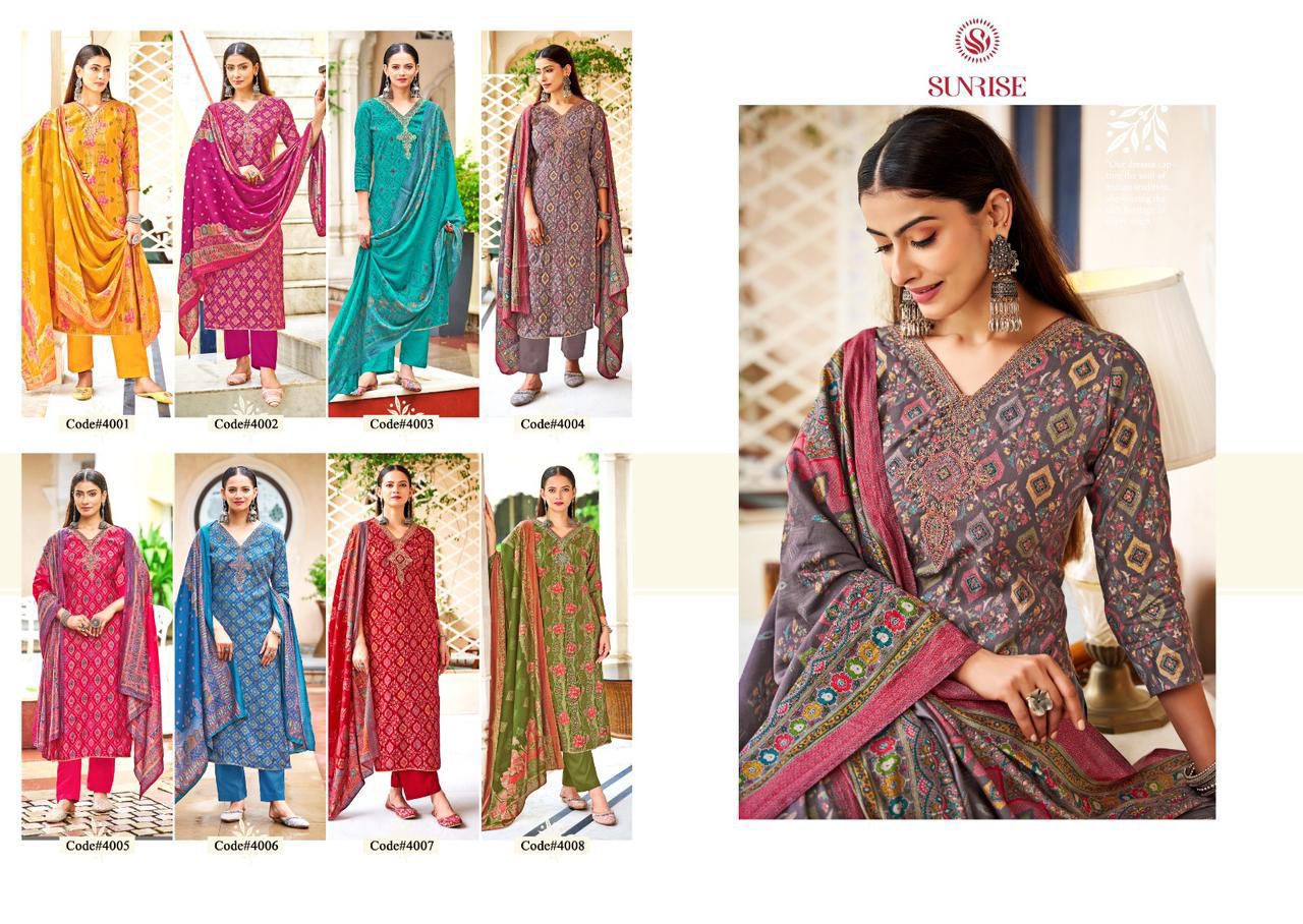 Super Silk Vol 4 Sunrise Modal Silk Pant Style Suits Supplier Ahmedabad