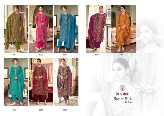 Super Silk Vol 6 Sunrise Modal Silk Pant Style Suits Supplier India