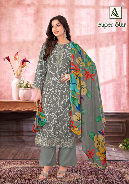 Super Star Alok Cambric Karachi Salwar Suits Supplier