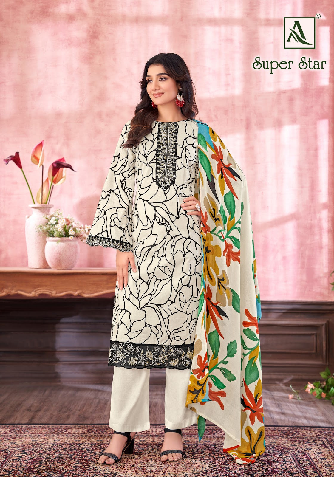 Super Star Alok Cambric Karachi Salwar Suits Supplier