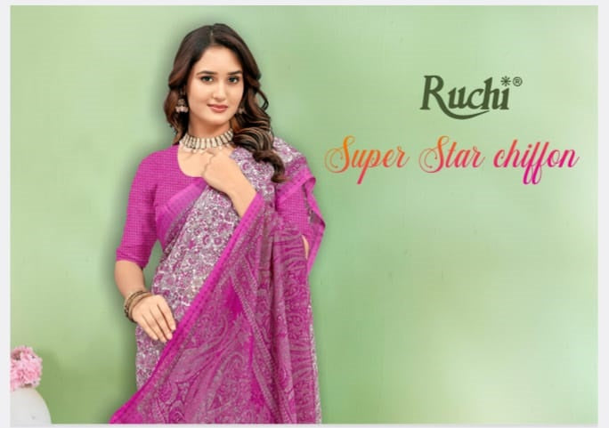 Super Star Chiffon 232 Ruchi Sarees Wholesaler India