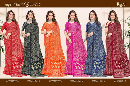 Super Star Chiffon 246 Ruchi Sarees Supplier Ahmedabad