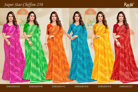 Super Star Chiffon 255-256-257-258 Ruchi Sarees Wholesaler Ahmedabad