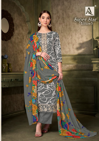 Super Star Edition 3 Alok Cambric Karachi Salwar Suits Exporter Gujarat
