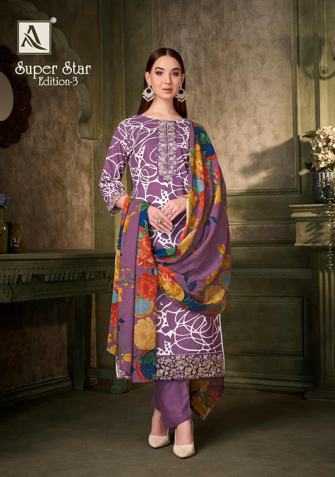 Super Star Edition 3 Alok Cambric Karachi Salwar Suits Exporter Gujarat