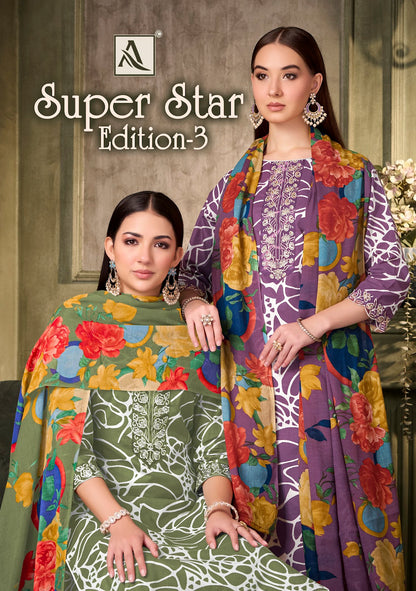 Super Star Edition 3 Alok Cambric Karachi Salwar Suits Exporter Gujarat