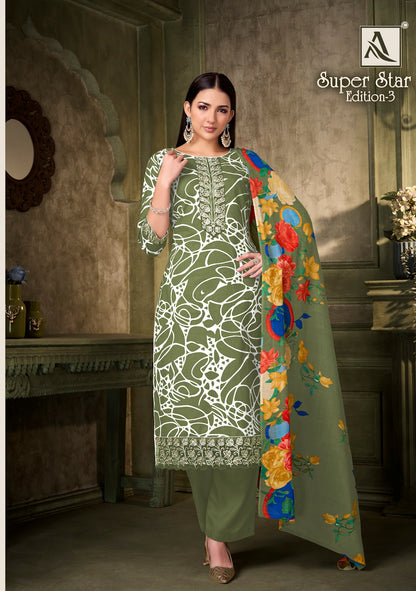 Super Star Edition 3 Alok Cambric Karachi Salwar Suits Exporter Gujarat