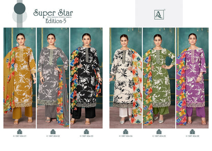 Super Star Edition 5 Alok Cambric Print Karachi Salwar Suits Supplier India