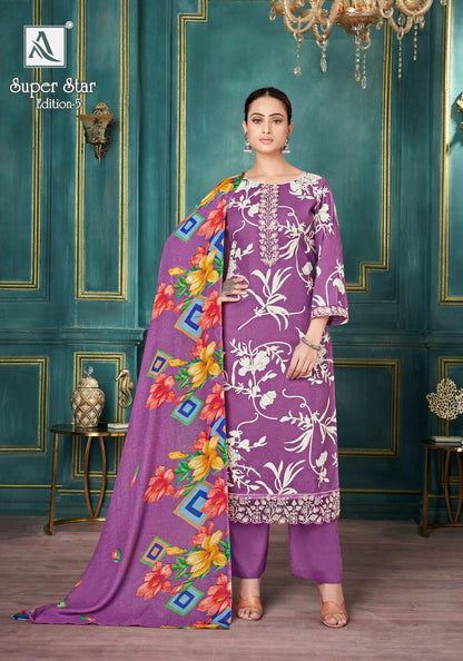 Super Star Edition 5 Alok Cambric Print Karachi Salwar Suits Supplier India