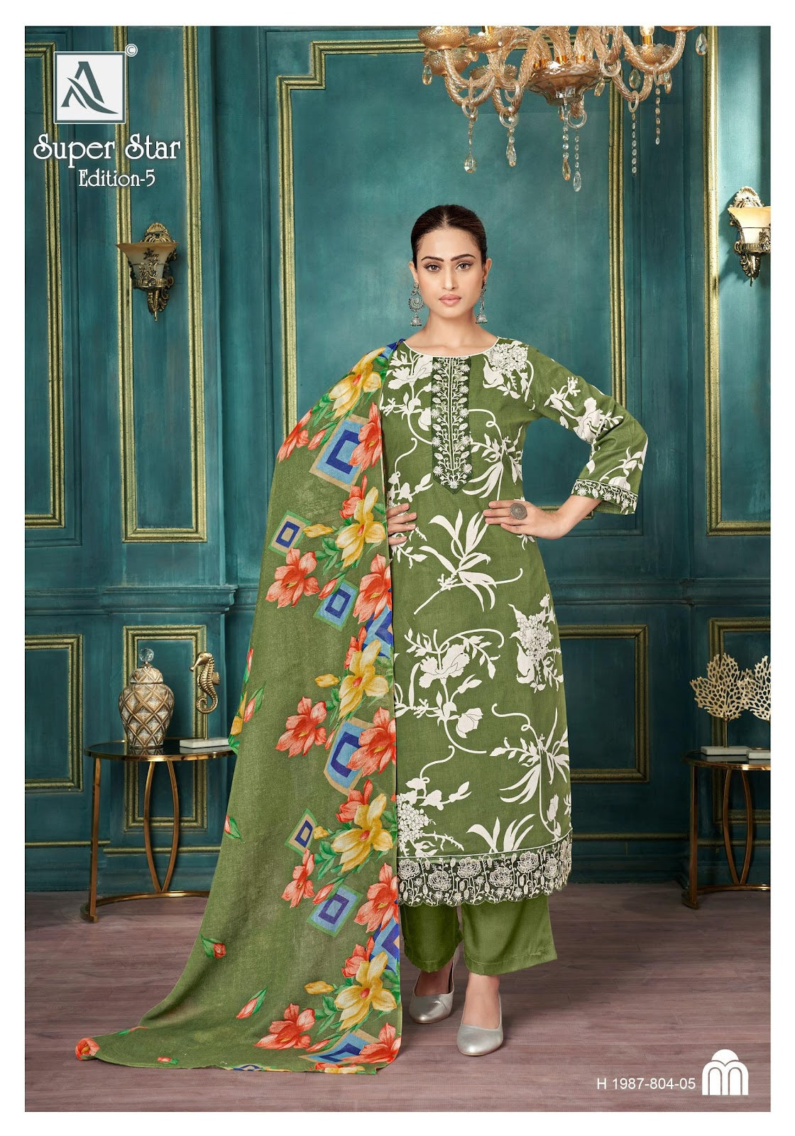 Super Star Edition 5 Alok Cambric Print Karachi Salwar Suits Supplier India