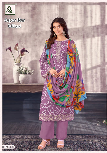 Super Star Edition 6 Alok Cambric Print Karachi Salwar Suits Exporter India
