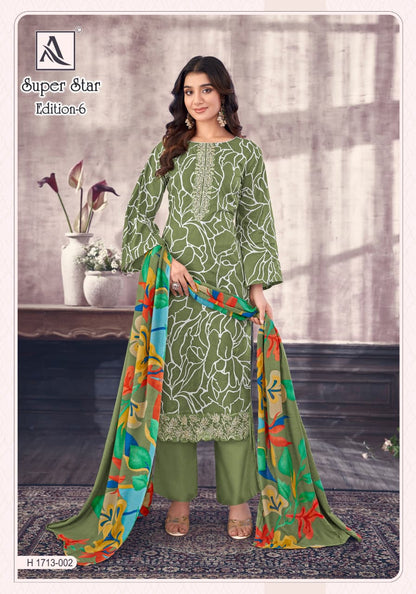 Super Star Edition 6 Alok Cambric Print Karachi Salwar Suits Exporter India