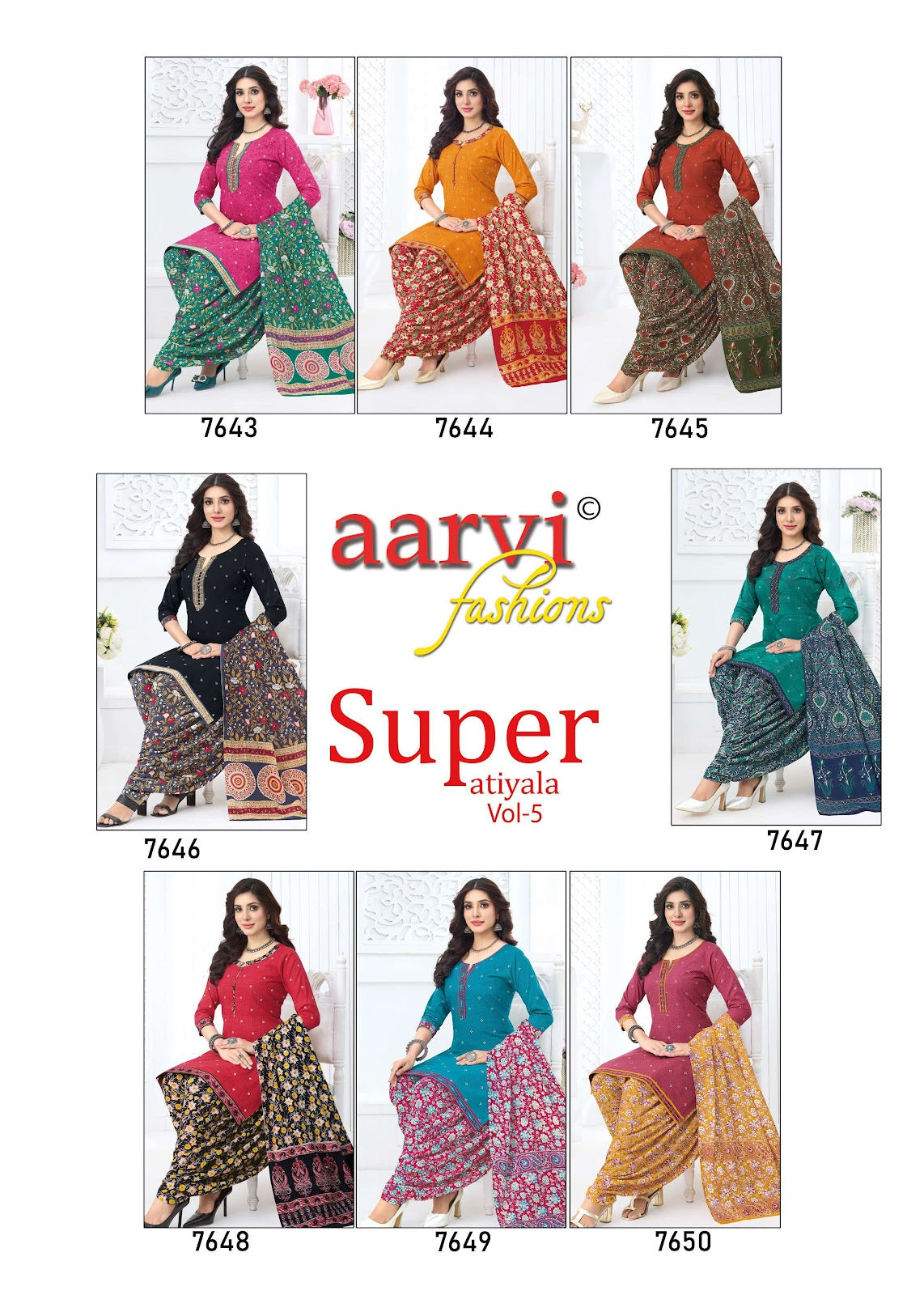 Super Vol 5 Aarvi Fashions Readymade Cotton Patiyala Suits