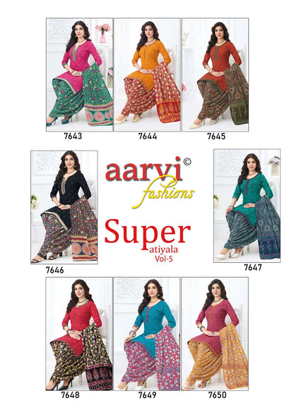 Super Vol 5 Aarvi Fashions Readymade Cotton Patiyala Suits