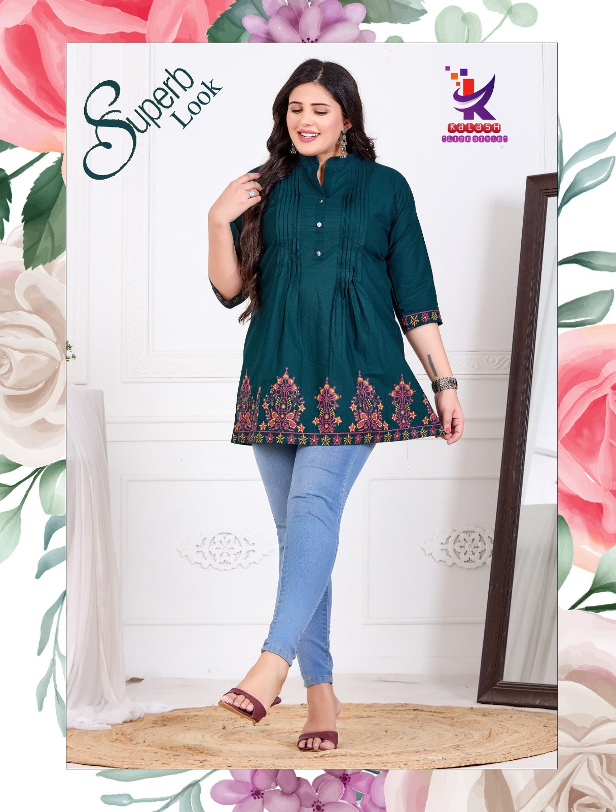 Superb Look Mlm Kalash Lifestyle Dhabu Cotton Fancy Tops Supplier