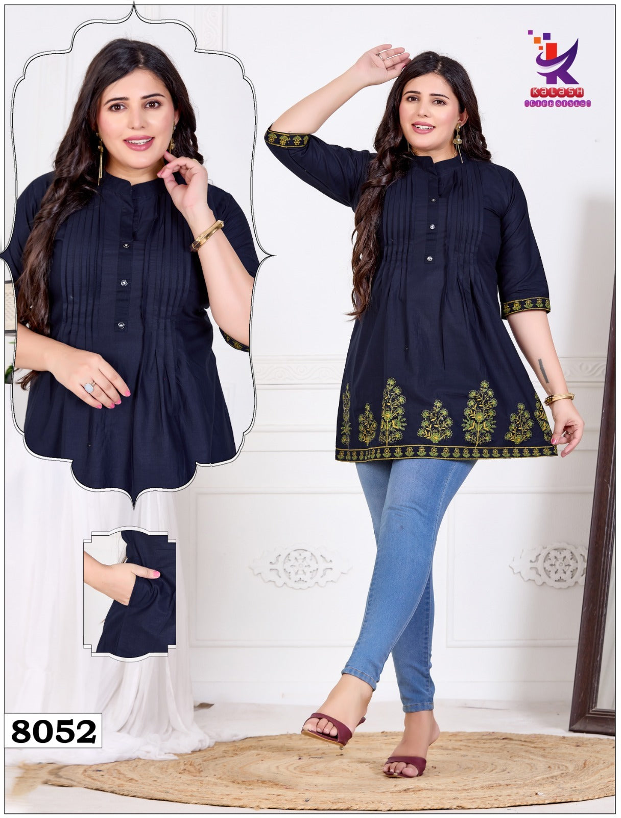 Superb Look Mlm Kalash Lifestyle Dhabu Cotton Fancy Tops Supplier