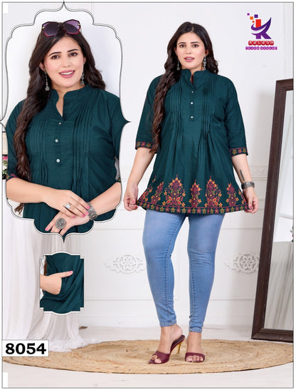 Superb Look Mlm Kalash Lifestyle Dhabu Cotton Fancy Tops Supplier