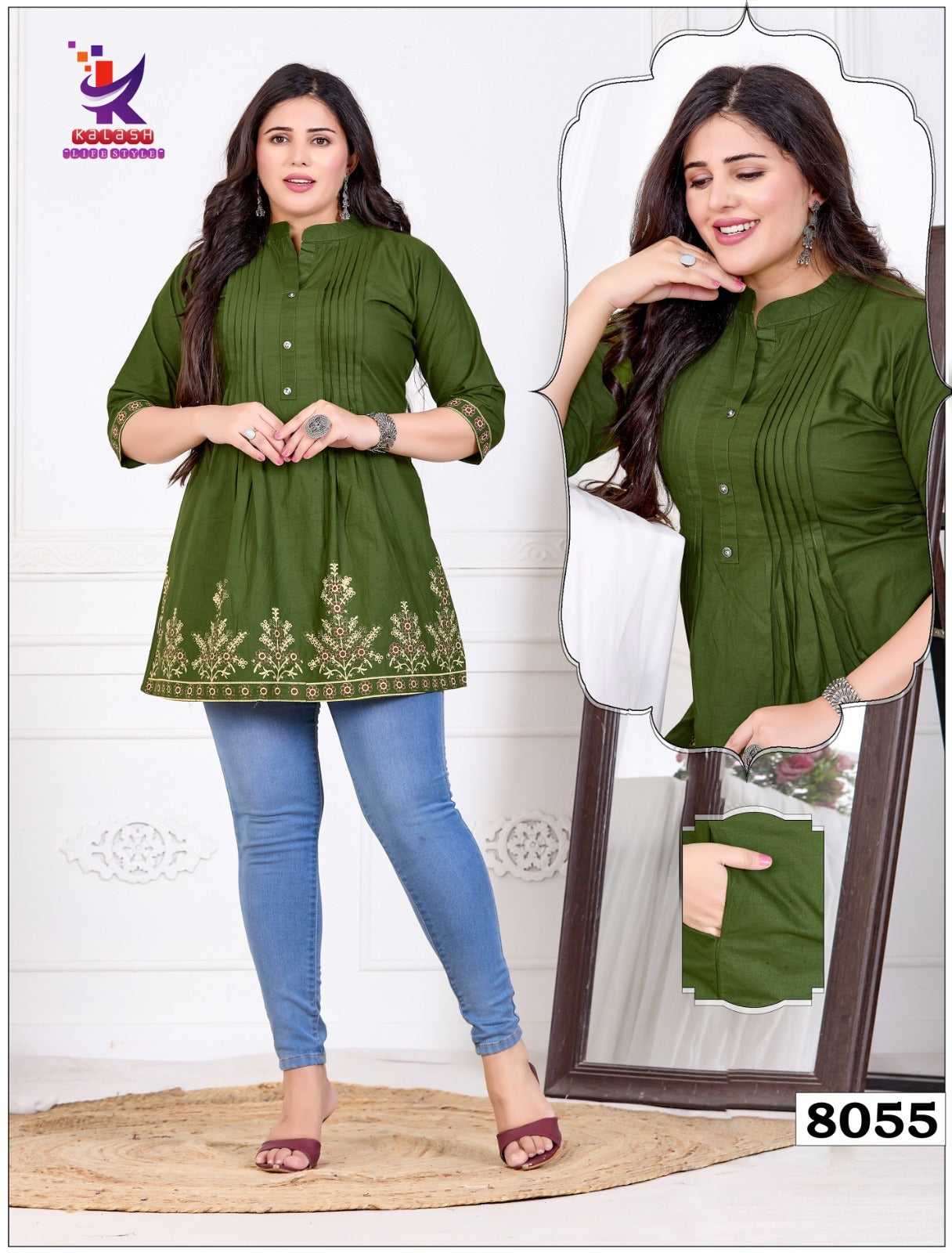 Superb Look Mlm Kalash Lifestyle Dhabu Cotton Fancy Tops Supplier