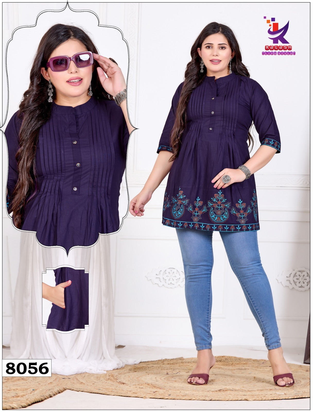 Superb Look Mlm Kalash Lifestyle Dhabu Cotton Fancy Tops Supplier