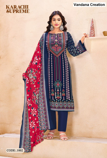 Supreme Vol 1 Vandana Creation Cotton Karachi Salwar Suits Wholesaler