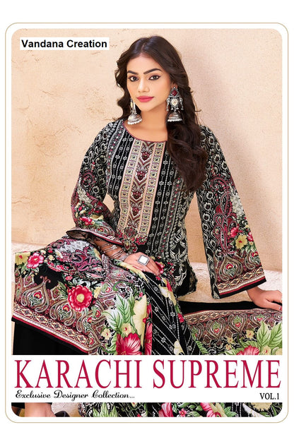 Supreme Vol 1 Vandana Creation Cotton Karachi Salwar Suits Wholesaler
