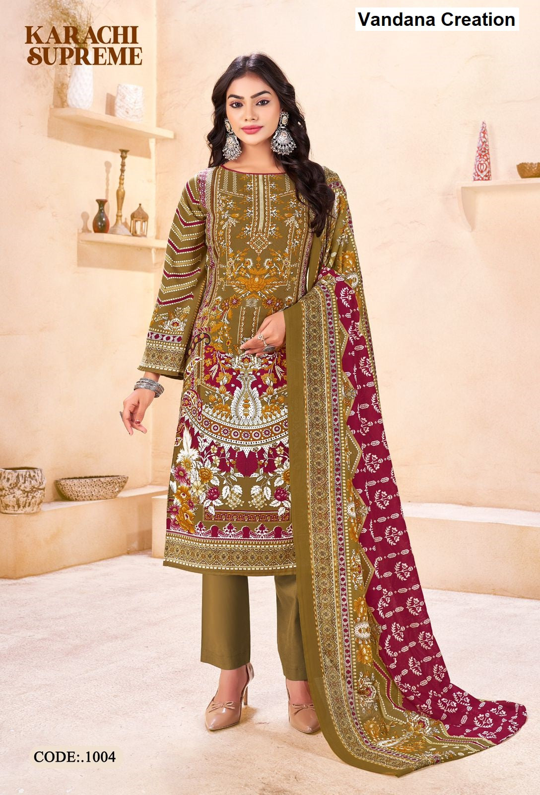 Supreme Vol 1 Vandana Creation Cotton Karachi Salwar Suits Wholesaler