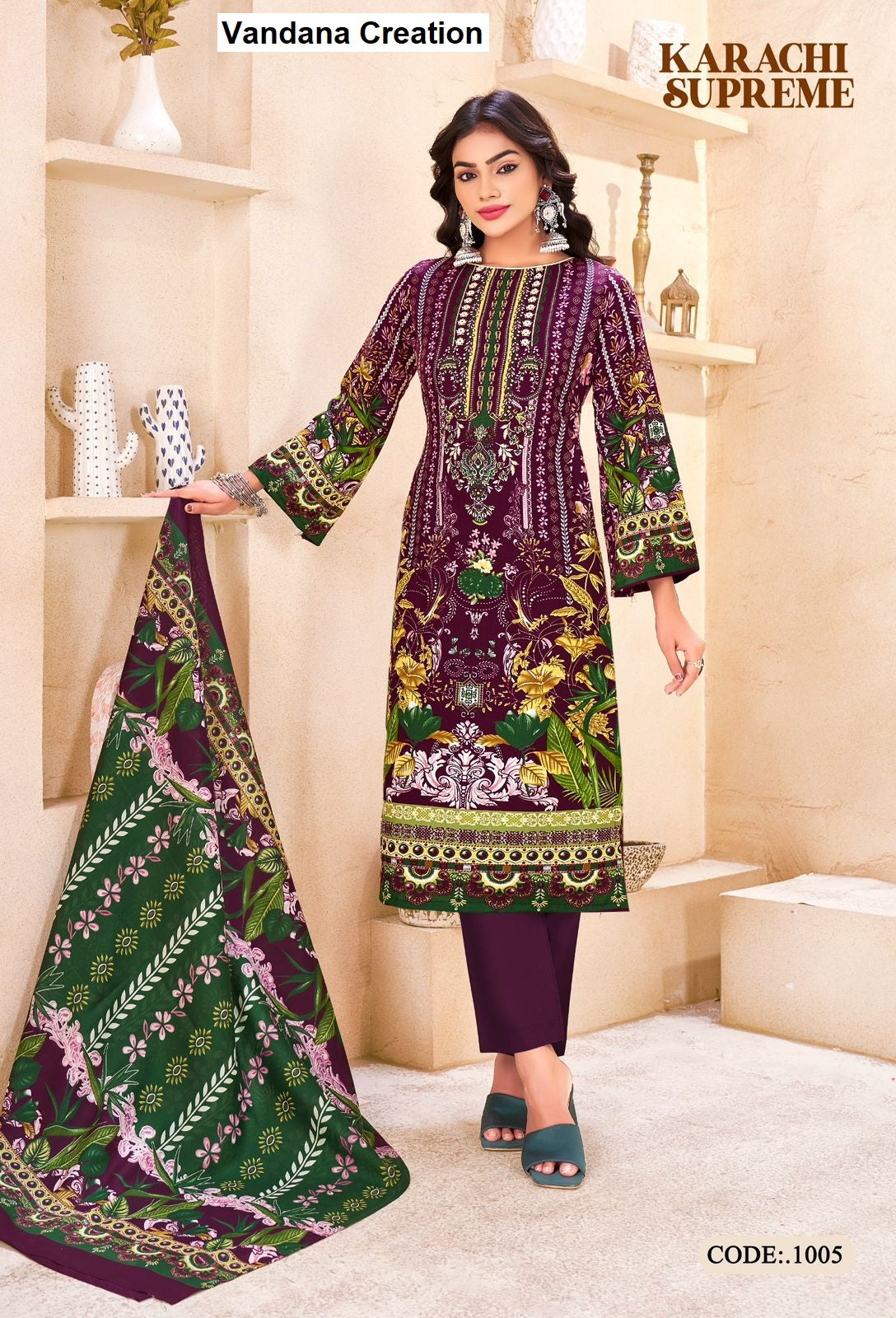 Supreme Vol 1 Vandana Creation Cotton Karachi Salwar Suits Wholesaler