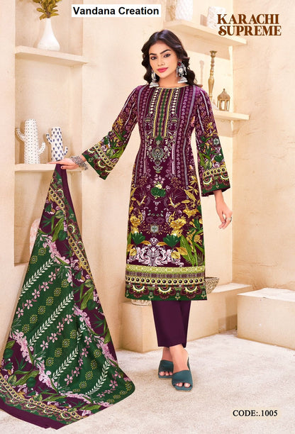 Supreme Vol 1 Vandana Creation Cotton Karachi Salwar Suits Wholesaler