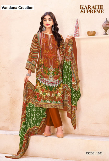 Supreme Vol 1 Vandana Creation Cotton Karachi Salwar Suits Wholesaler