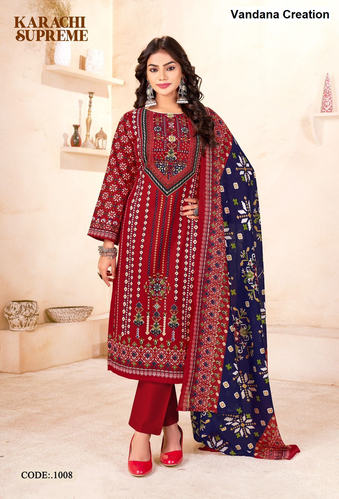 Supreme Vol 1 Vandana Creation Cotton Karachi Salwar Suits Wholesaler