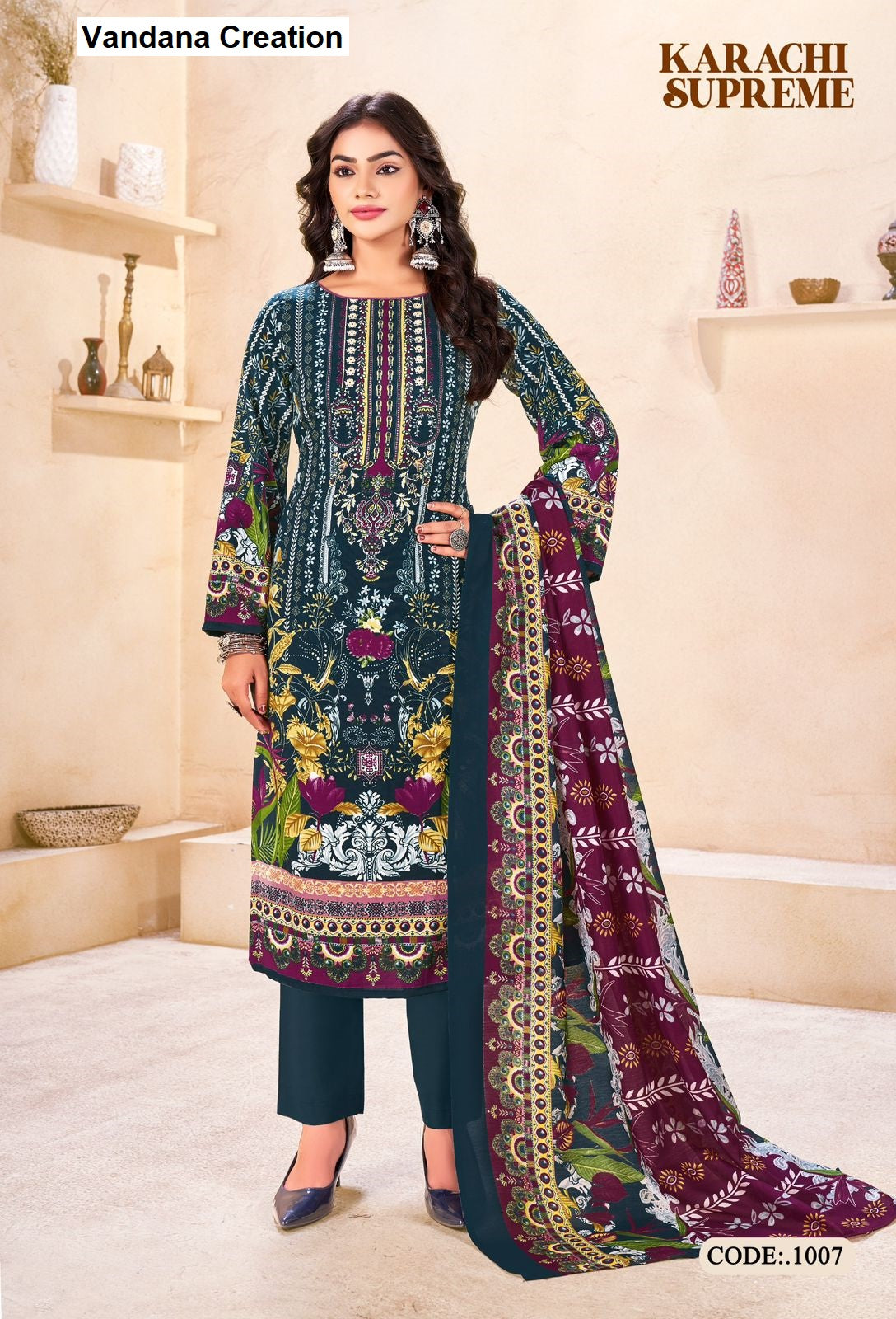 Supreme Vol 1 Vandana Creation Cotton Karachi Salwar Suits Wholesaler