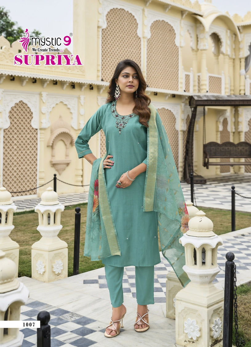 Supriya Vol 1 Mystic 9 Vertican Readymade Pant Style Suits Wholesaler